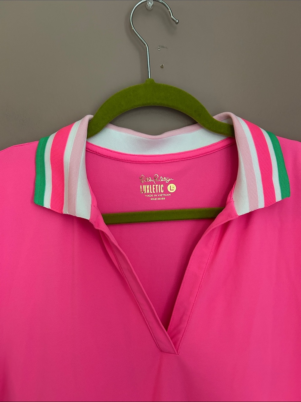 Lilly Pulitzer Luxletic Cayo Costa Dress Pink Stripe Polo UPF 50 Size Large - Picture 5 of 15